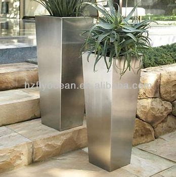 long metal planter boxes for tabletop|stainless steel tall tapered planter.